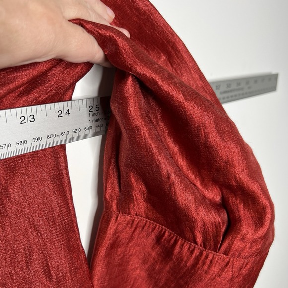 Ali Miles Jacket Womens XL Red Shimmer Collared Black‎ Textured Buttons Classic - Picture 2 of 13